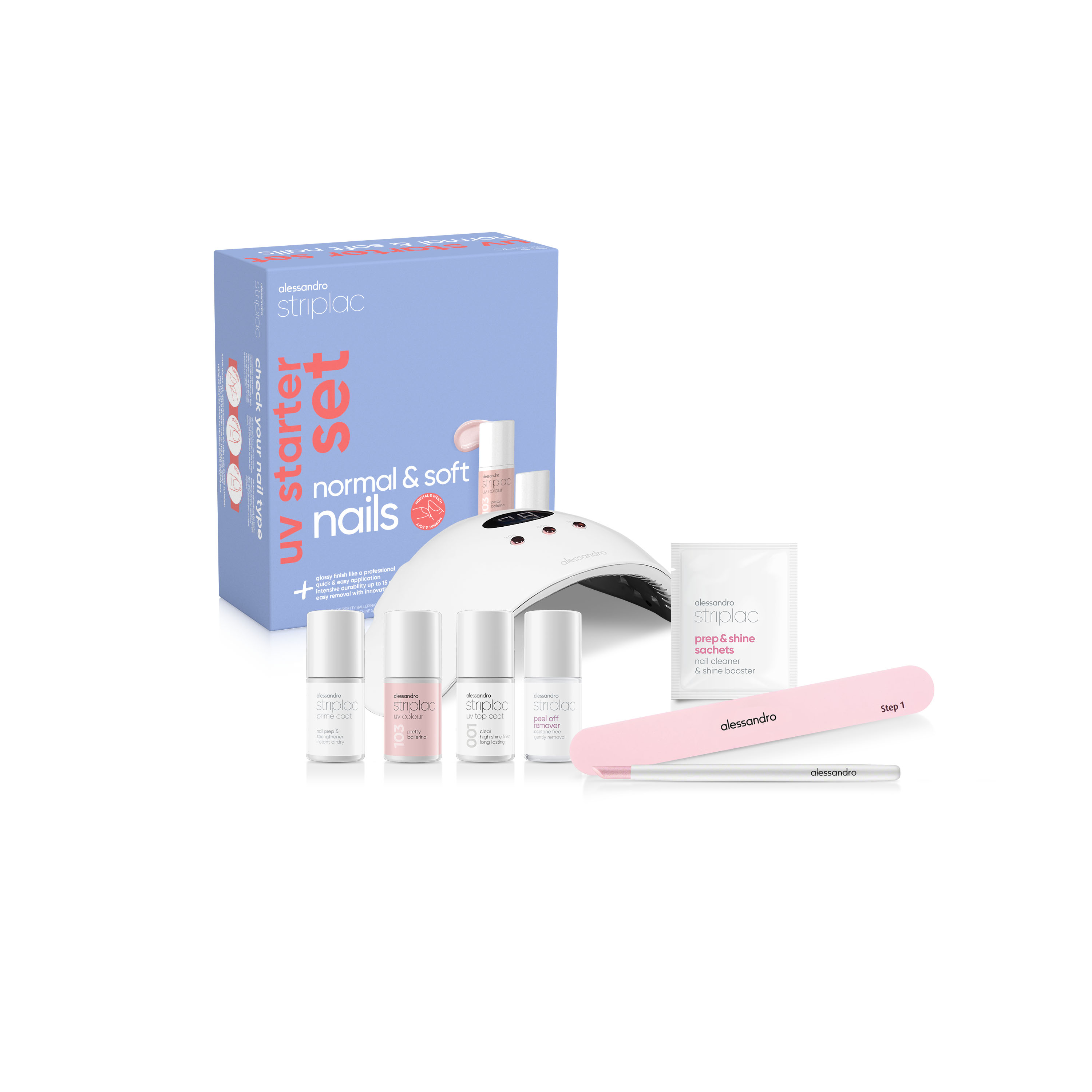 Striplac Uv Starter Set Normal & Soft Nails - 1 Colour